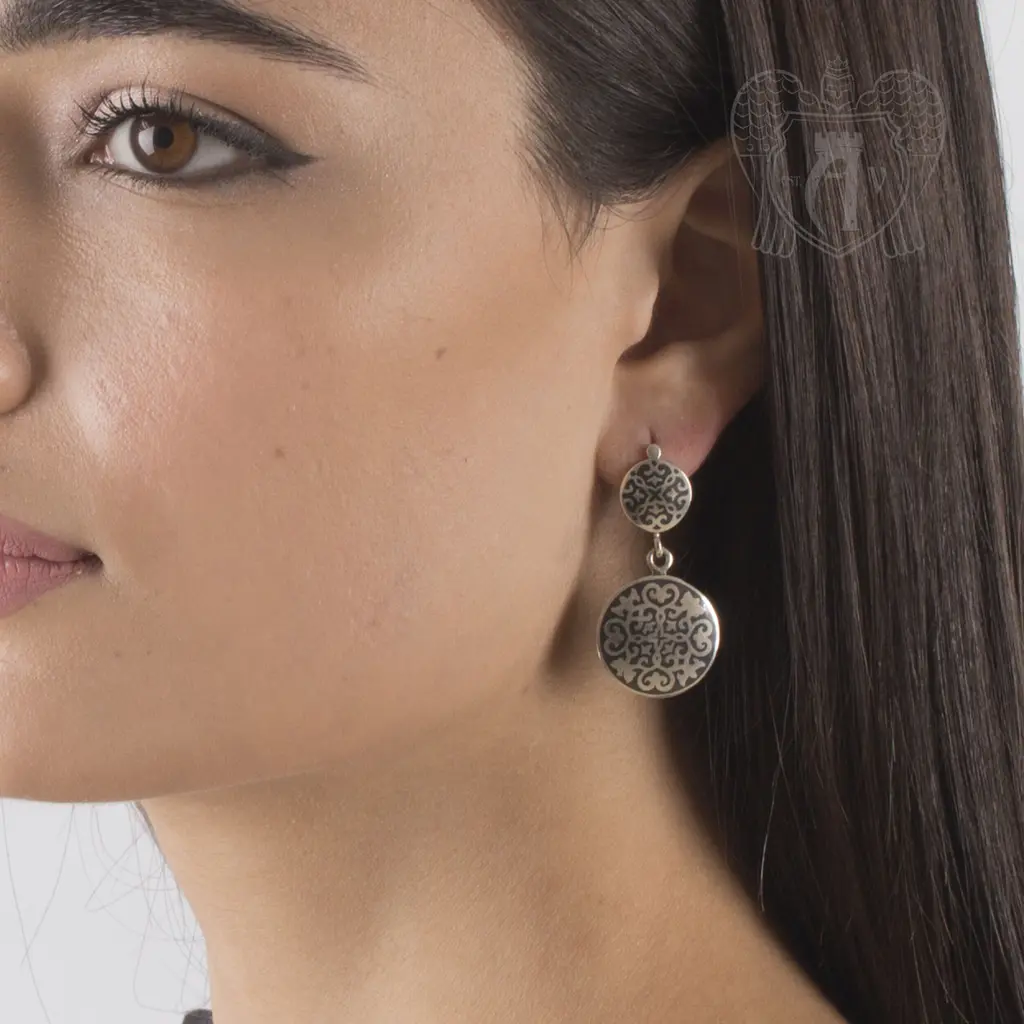 Серьги кубачинские с чернью «Кубачинский узор» - фото 2