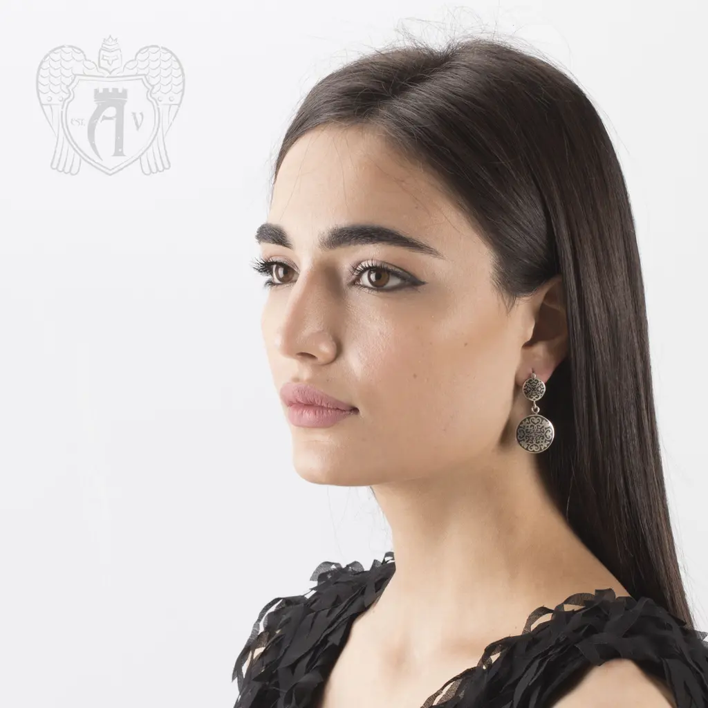 Серьги кубачинские с чернью «Кубачинский узор» - фото 3