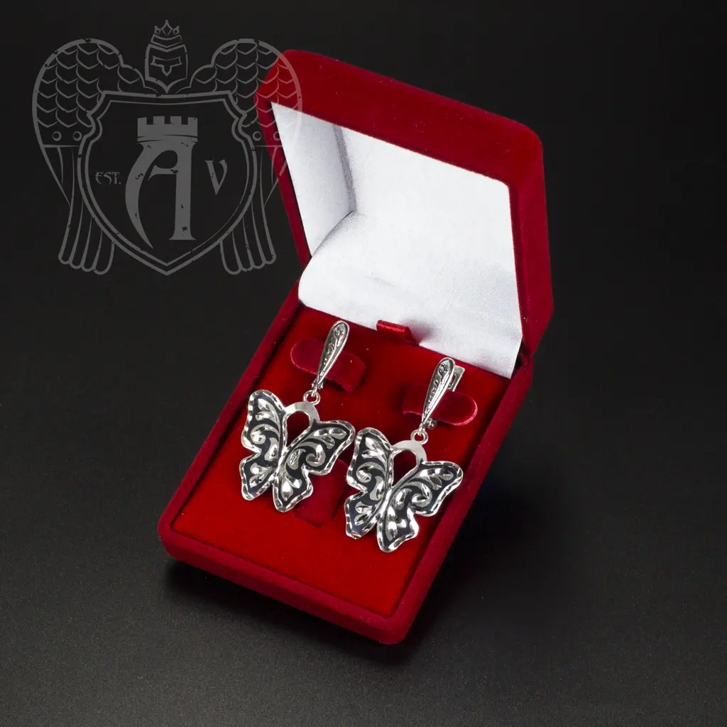 Серебряные серьги «Бабочки» - фото 4