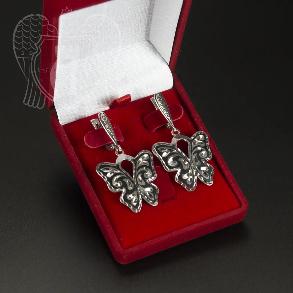 Серебряные серьги «Бабочки» - фото 2