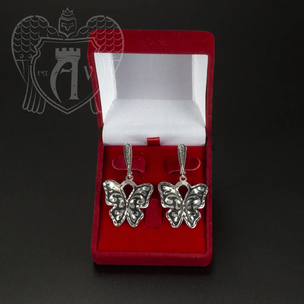 Серебряные серьги «Бабочки» - фото 3