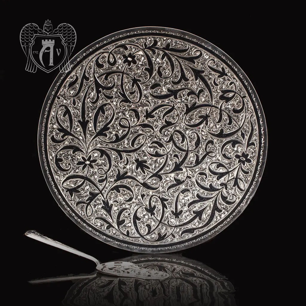 Блюдо из серебра и лопатка для торта  «Маркиза»