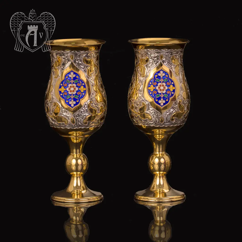 Бокалы серебряные «Вилари» с золочением и эмалью