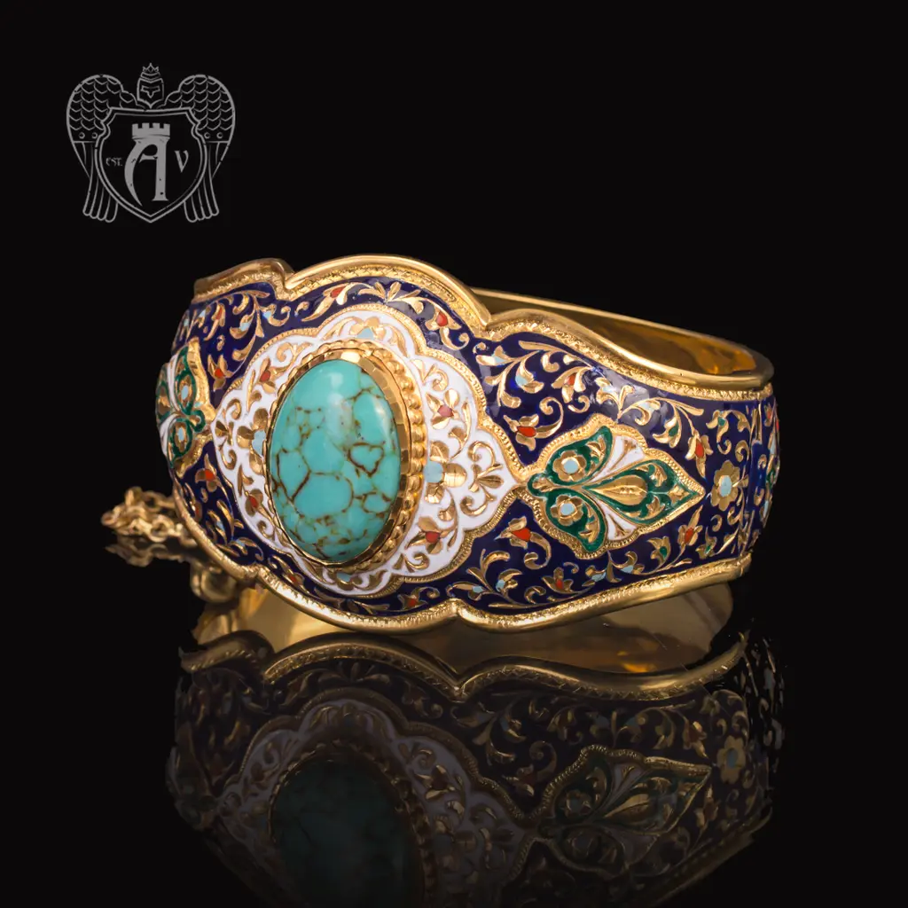 Браслет из серебра «Беатриса» с позолотой и эмалью