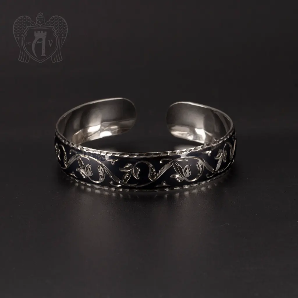 Браслет кубачинский «Эвелина» Ручная работа с узорами горных вершин